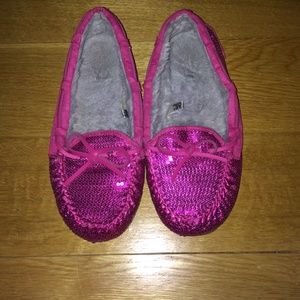 Sparkly pink moccasins