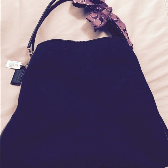 New Coach handbag. Satin purple lining & scarf.