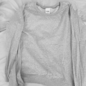 Grey VS pink stud sweater large