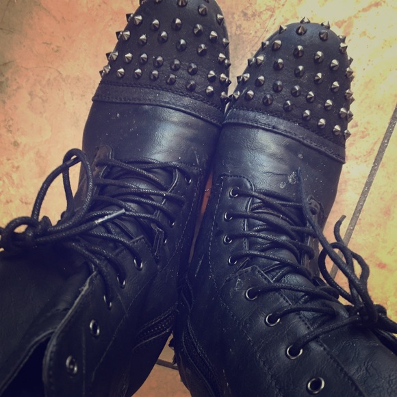 Studded Black Combat Boots
