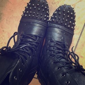 Studded Black Combat Boots