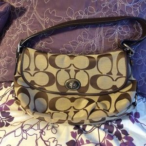 Coach brown  and black bundle cloth purse