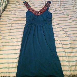 Teal dress with gorgeous beading.
