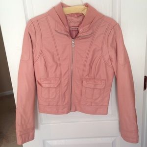 Faux leather detachable hood