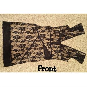 BeBe Plunging Black Lace Dress