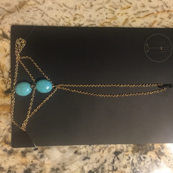 Turquoise and Gold Boho Chain Bracelet - Picture 3 of 3