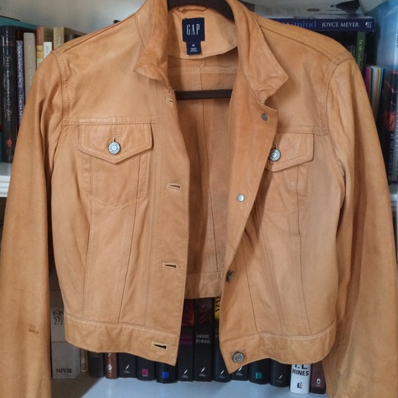 Gap buttery natural leather cropped jacket