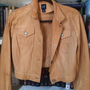 Gap buttery natural leather cropped jacket