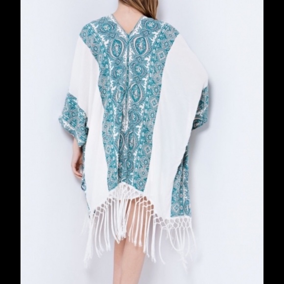 🆕Indie Bliss ~ Turquoise Paisley Kimono Cardi NEW - Picture 4 of 4