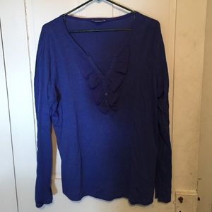 Beautiful blue ruffle front shirt