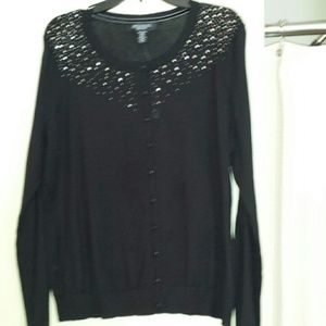 Black sparkly button down sweater top