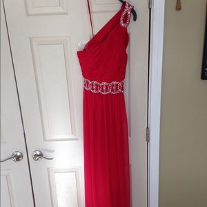 Red gorgeous beaded prom dress