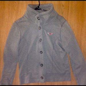 Grey hollister button up sweater jacket