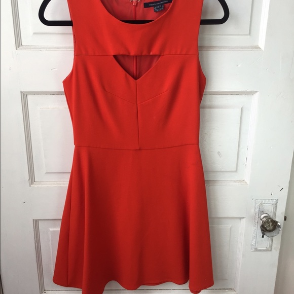 Orange cut out fit and flare dress