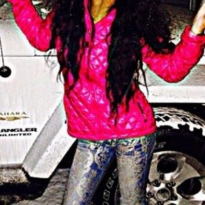 Pink north face coat