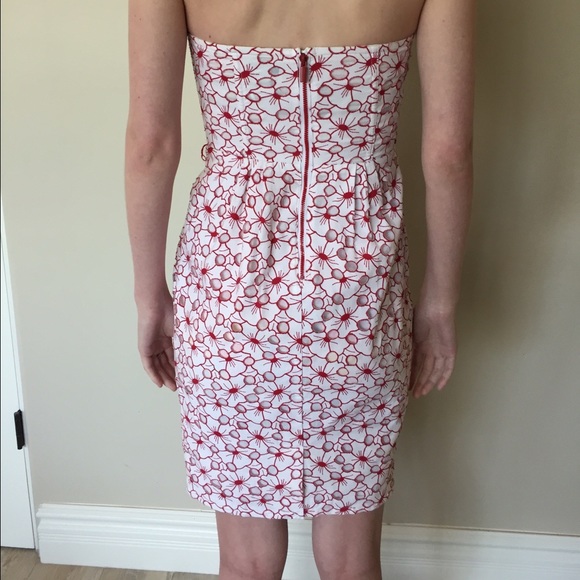 Red and White Fitted Dress - Picture 2 of 3