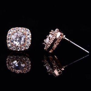 Rose Gold Plated Cubic Zicornia Studs