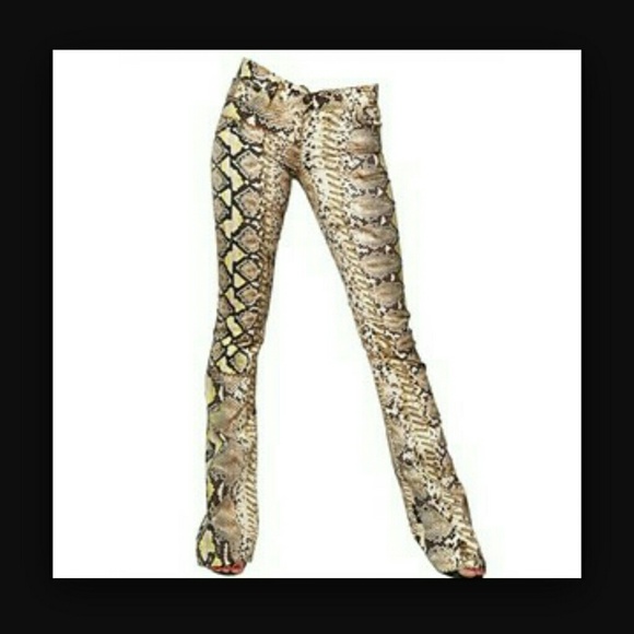 Just Cavalli Python Denim Stretch Boot Cut Jeans
