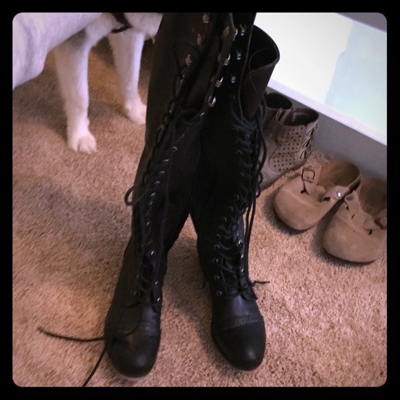 Over the knee combat boots