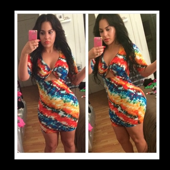 Sexy colorful tie-dye bodycon dress