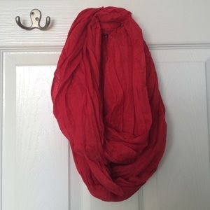 BUNDLE Red Scarf and white and black striped scarf