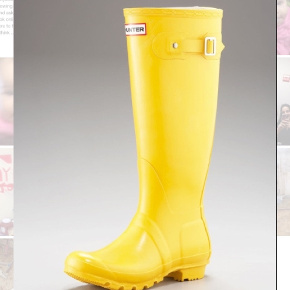 Hunter rain boots.