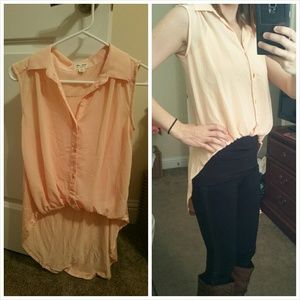 Peach high/low sleeveless top