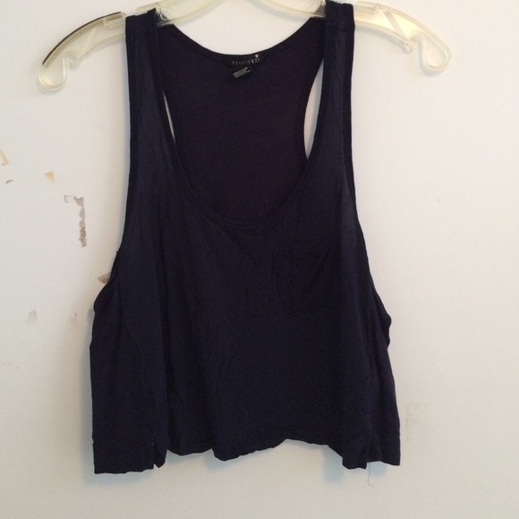 Navy Vest Crop Top