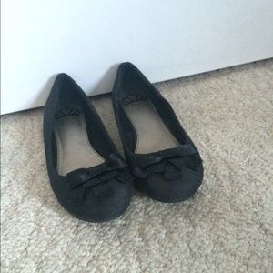 Black Ballet Flats with Bow Detailing