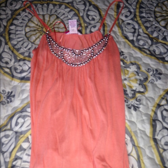 Orange jeweled tank top