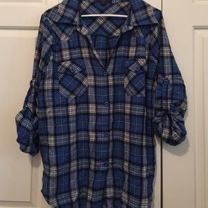 Plaid button up 3/4 sleeve by Forever 21