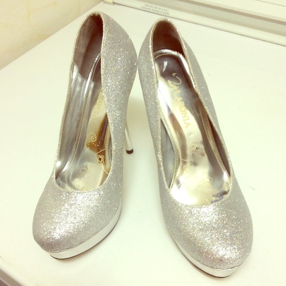 Silver sparkly high heels