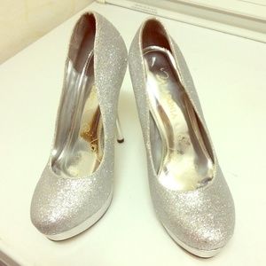 Silver sparkly high heels