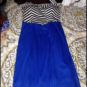 Black -white- blue dress