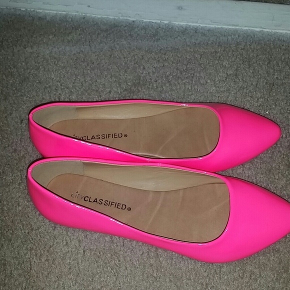 Neon pink flats