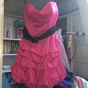 Pink strapless prom dress