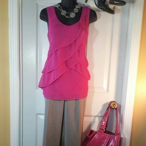 Cato Fuschia Pink Sleeveless Layered/tiered Top