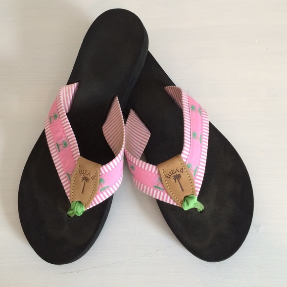 🌴 Eliza B. Pink Palm Tree Flip Flops 🌴