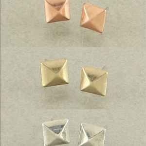 Study Earrings in gold, rose gold, and silver