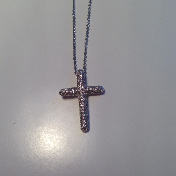 Sterling silver CZ cross necklace