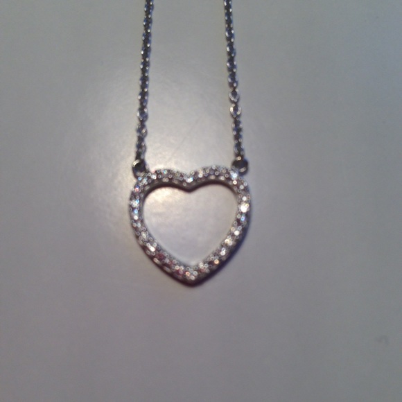 Sterling silver CZ heart necklace