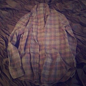Theory black/grey flannel button up