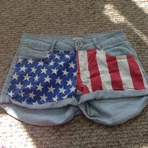 American flag jean shorts