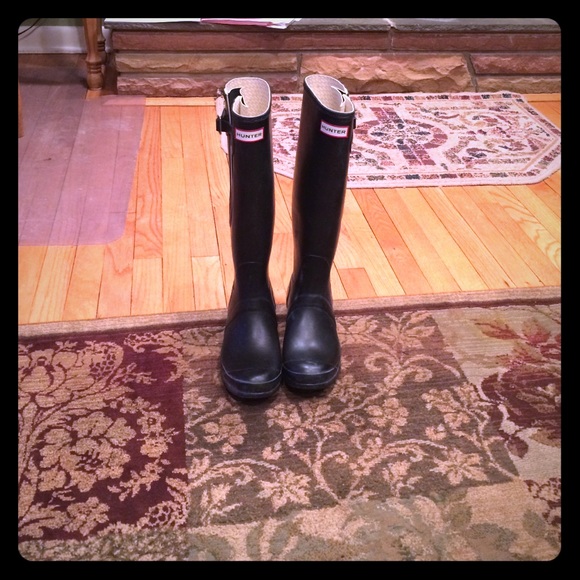 Matte black hunter boots