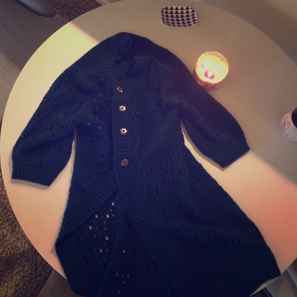 Navy knit long cozy wrap