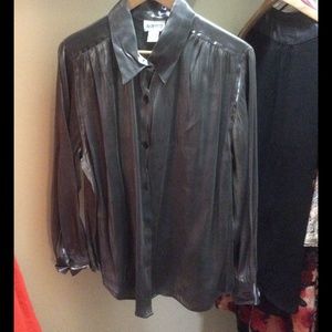 Silver button down shirt