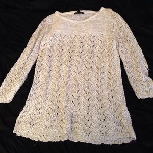 MANGO delicate white gold open knit sweater