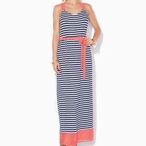 Blue and white striped maxi