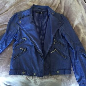 Blue leather jacket