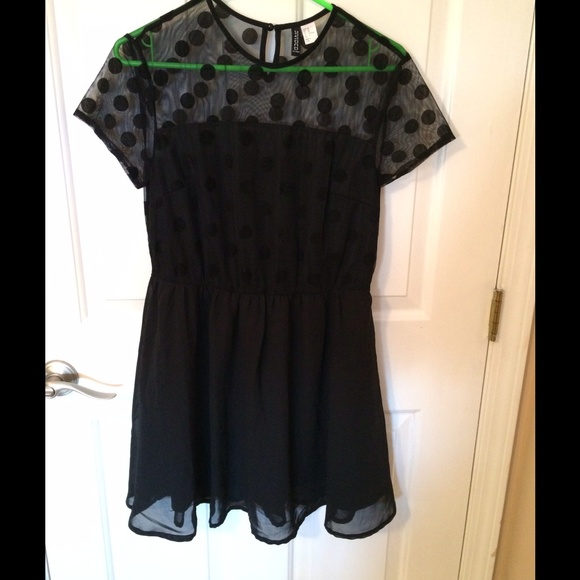 Black, polka dot and mesh dress. - Picture 1 of 1
